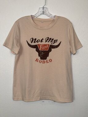 Not My First Rodeo Graphic Tee - Beige Short Sleeve